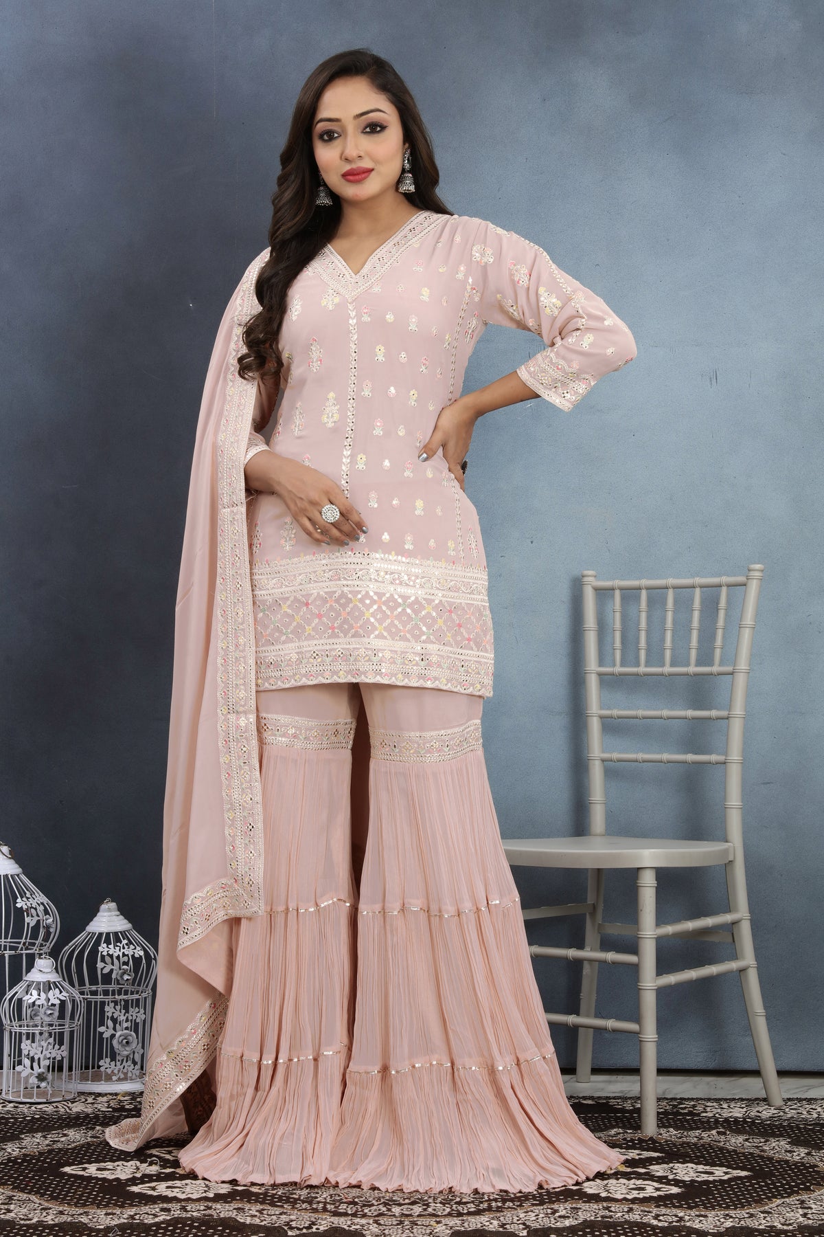 Radiant in Pink Kurta Sharara with Dupatta