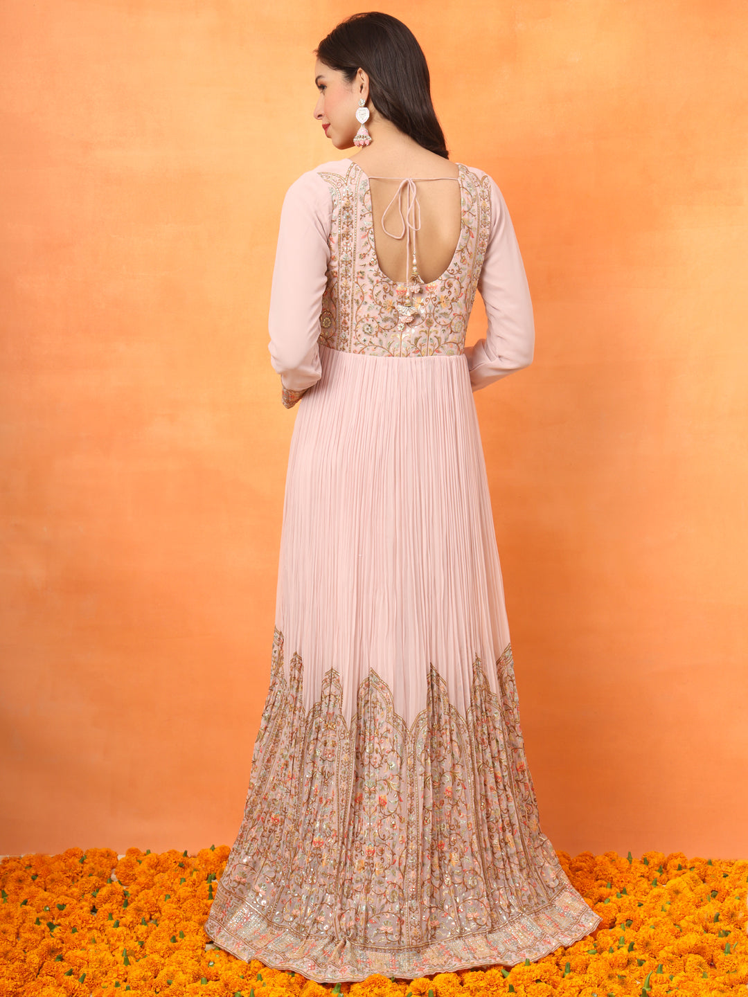 Light Pink Embroidered Georgette Ethnic Wear Gown fabdyor.com Light Pink Embroidered Georgette Ethnic Wear Gown fabdyor.com
