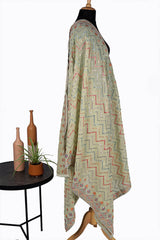 Light Green Georgette Zig Zag Embroidery Dupatta