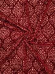 Designer Maroon Floral Embroidery Work Velvet Fabrics