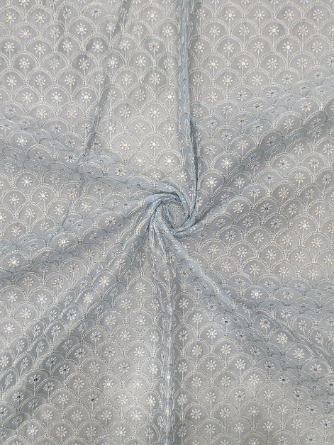 Powder Blue Sequence Embroidery Chanderi Silk Fabric