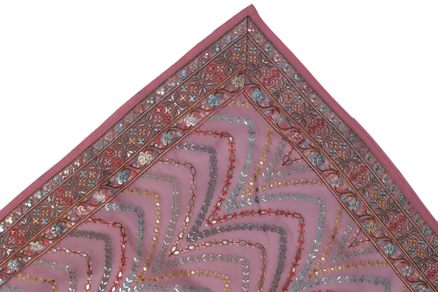 Elegant Light Pink Georgette Embroidery Dupatta