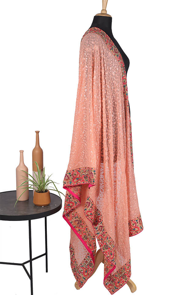 Glorious Pink Georgette Embroidery Dupatta