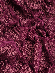 Designer Purple Floral Embroidery Work Velvet Fabrics