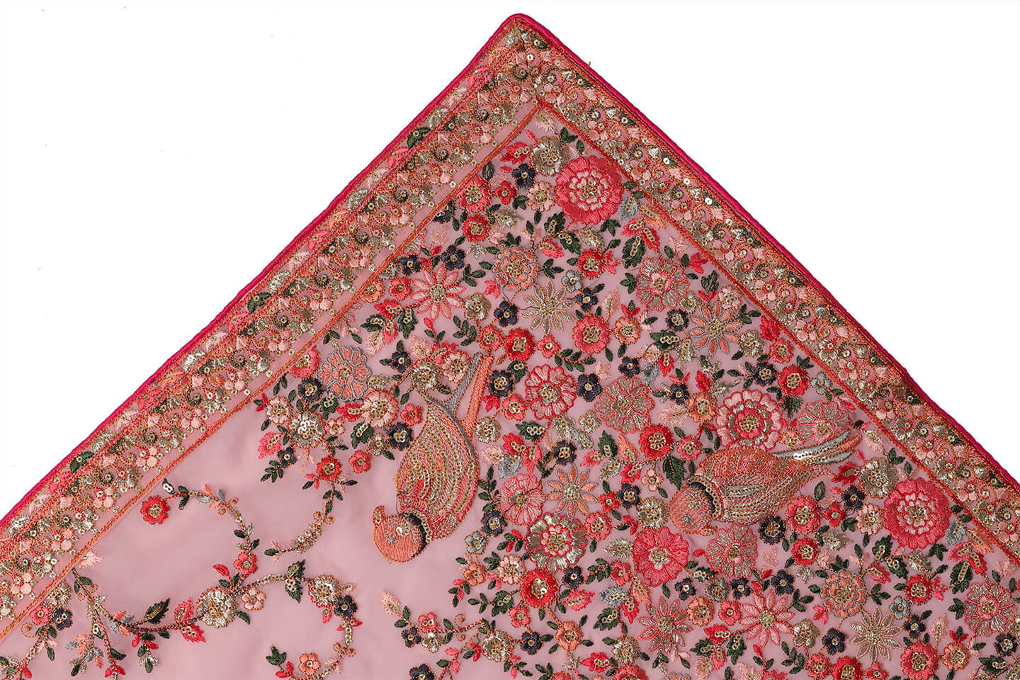 Morellous Light Pink Georgette Embroidery Dupatta