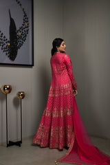 Deep Pink Chanderi Silk Fabric Women Ethnic Wear