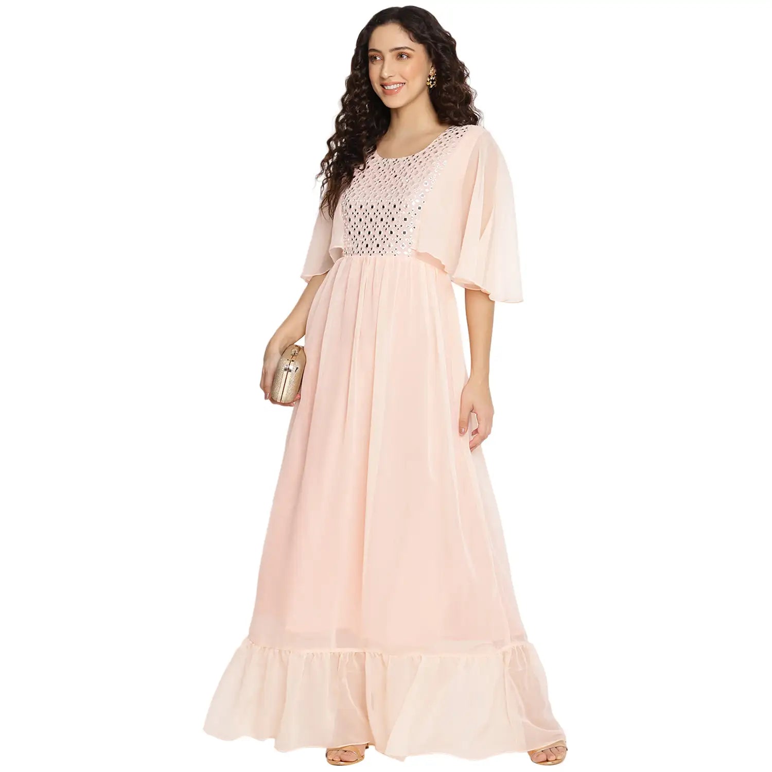 Georgette Light Pink Causal Dress