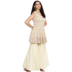 Designer Blanched Almond Georgette Top Sharara