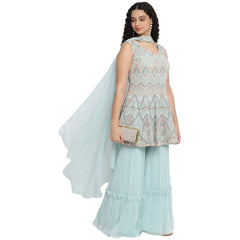 Georgette Light Blue Top Sharara