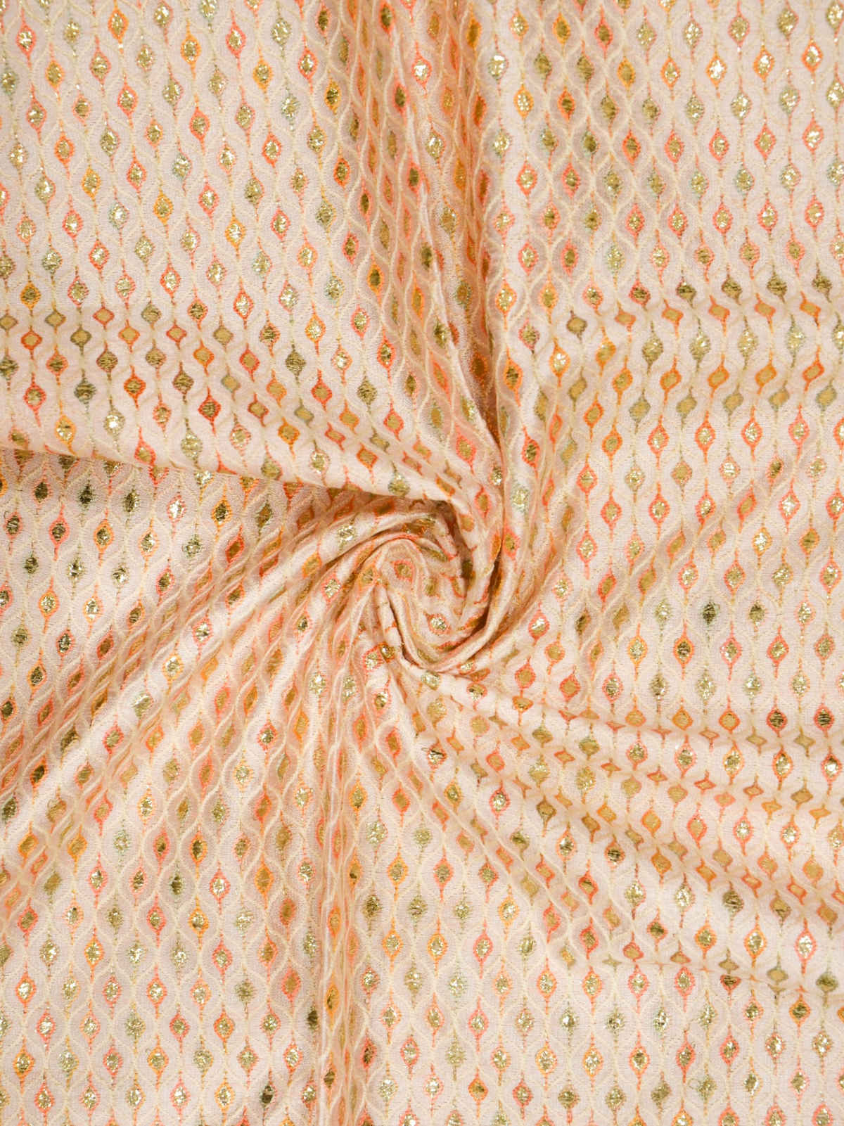 Peach Puff Foil Embroidery Work Pure Silk Kurta For Fabric