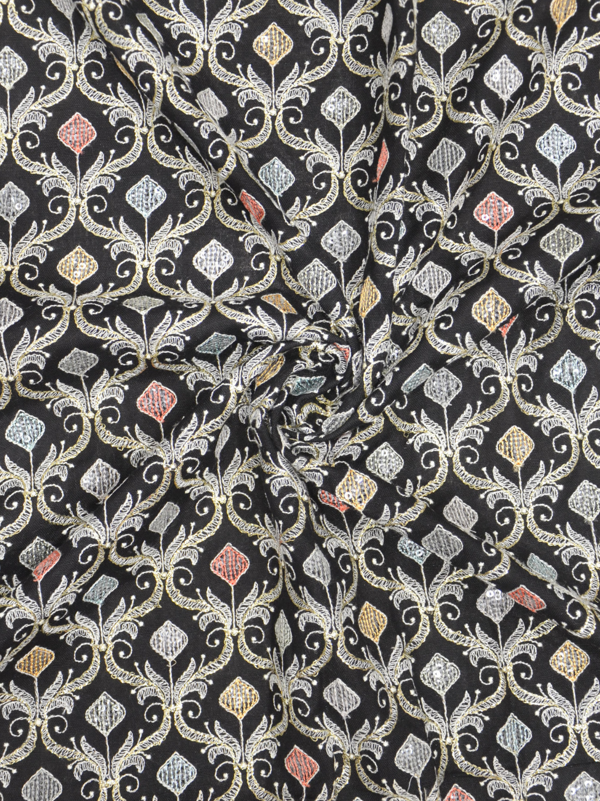 Designer Black Stripes Pattern Sequence Cotton Fabric