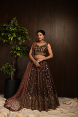 Elegant Maroon Designer Shisha Silk Lehenga Choli