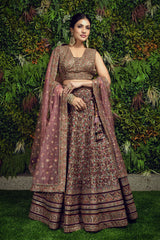 Wedding Wear Maroon Color Shisha Silk Lehenga Choli