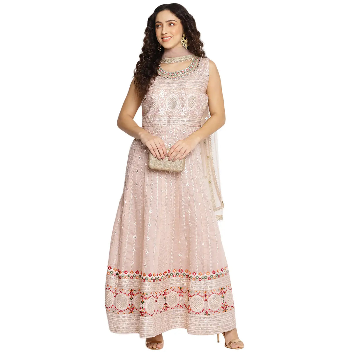 Pink Georgette Anarkali Suit