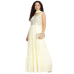 Georgette Light Yellow Anarkali Suit