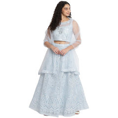 Sky Blue Color Embroidery Work Party Wear Lehenga Choli