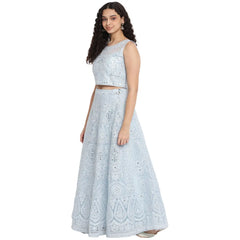 Sky Blue Color Embroidery Work Party Wear Lehenga Choli